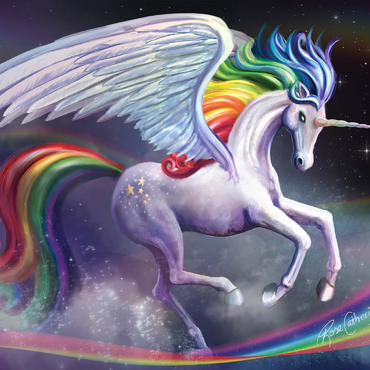 Darstellung des Puzzle Motivs Rainbow Dancer Unicorn - Rose Cat Khan 500 Puzzle 3D Modell