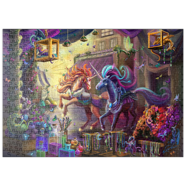 Darstellung des Puzzle Motivs puzzleplate Twilight Unicorn Marketplace - Rose Cat Khan 500 Puzzle