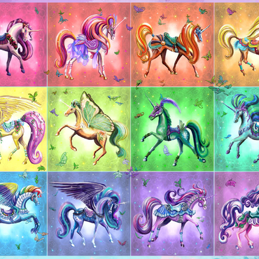 Darstellung des Puzzle Motivs A Dozen Rainbow Unicorns - Rose Cat Khan 500 Puzzle 3D Modell