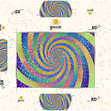 Darstellung des Puzzle Motivs Swirl Rainbow Challenge - Rose Cat Khan 100 Puzzle Schachtel 3D Modell