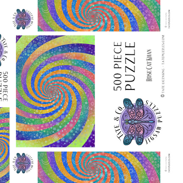 Darstellung des Puzzle Motivs Swirl Rainbow Challenge - Rose Cat Khan 500 Puzzle Schachtel 3D Modell