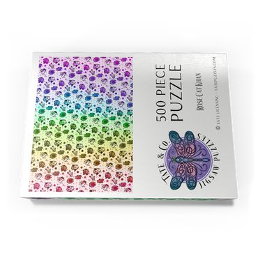 Darstellung des Puzzle Motivs Dice Critters Challenge - Rose Cat Khan 500 Puzzle Schachtel Ansicht3