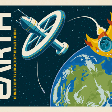 Darstellung des Puzzle Motivs Earth: No Place Like Home, Vintage Poster 500 Puzzle 3D Modell