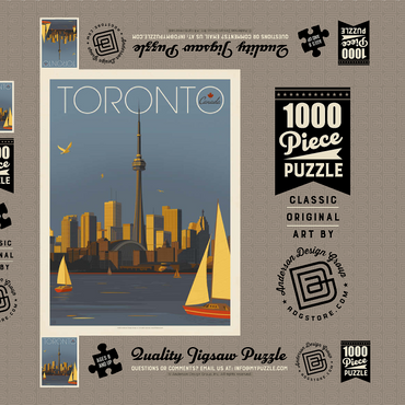 Darstellung des Puzzle Motivs Canada: Toronto Sailboats, Vintage Poster 1000 Puzzle Schachtel 3D Modell