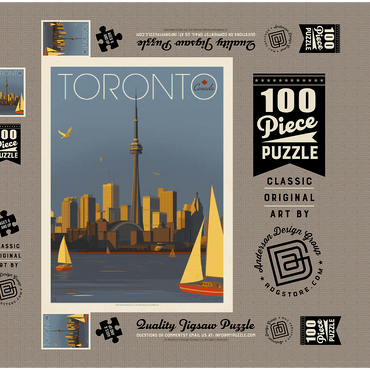 Darstellung des Puzzle Motivs Canada: Toronto Sailboats, Vintage Poster 100 Puzzle Schachtel 3D Modell