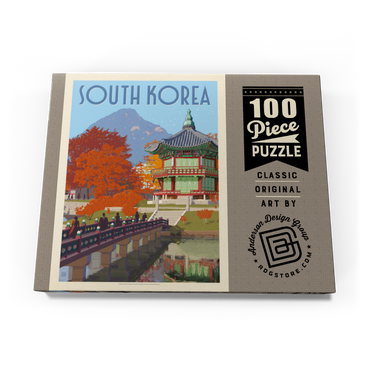 Darstellung des Puzzle Motivs South Korea, Seoul: Gyeongbokgung Palace, Vintage Poster 100 Puzzle Schachtel Ansicht3