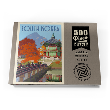 Darstellung des Puzzle Motivs South Korea, Seoul: Gyeongbokgung Palace, Vintage Poster 500 Puzzle Schachtel Ansicht3