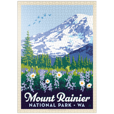 Darstellung des Puzzle Motivs puzzleplate Mount Rainier National Park: Wildflowers, Vintage Poster 1000 Puzzle