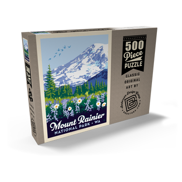 Darstellung des Puzzle Motivs Mount Rainier National Park: Wildflowers, Vintage Poster 500 Puzzle Schachtel Ansicht2