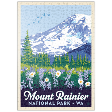 Darstellung des Puzzle Motivs puzzleplate Mount Rainier National Park: Wildflowers, Vintage Poster 500 Puzzle