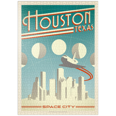 Darstellung des Puzzle Motivs puzzleplate Houston: Space City, Vintage Poster 1000 Puzzle
