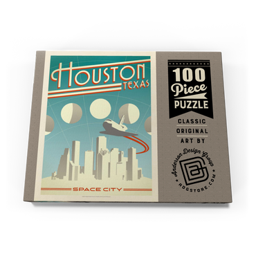 Darstellung des Puzzle Motivs Houston: Space City, Vintage Poster 100 Puzzle Schachtel Ansicht3