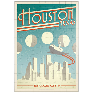 Darstellung des Puzzle Motivs puzzleplate Houston: Space City, Vintage Poster 100 Puzzle