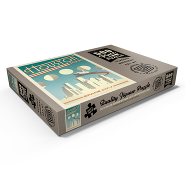 Darstellung des Puzzle Motivs Houston: Space City, Vintage Poster 500 Puzzle Schachtel Ansicht1