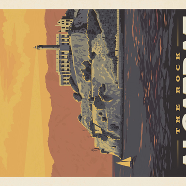 Darstellung des Puzzle Motivs Alcatraz Island, CA, Vintage Poster 1000 Puzzle 3D Modell