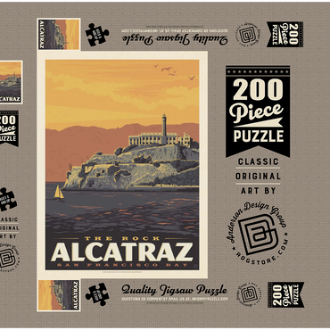 Darstellung des Puzzle Motivs Alcatraz Island, CA, Vintage Poster 200 Puzzle Schachtel 3D Modell
