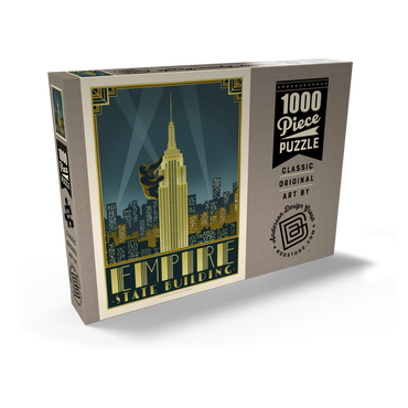 Darstellung des Puzzle Motivs New York City: Empire State Building, Vintage Poster 1000 Puzzle Schachtel Ansicht2