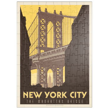 Darstellung des Puzzle Motivs puzzleplate New York City: Manhattan Bridge, Vintage Poster 100 Puzzle