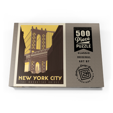 Darstellung des Puzzle Motivs New York City: Manhattan Bridge, Vintage Poster 500 Puzzle Schachtel Ansicht3