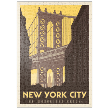 Darstellung des Puzzle Motivs puzzleplate New York City: Manhattan Bridge, Vintage Poster 500 Puzzle