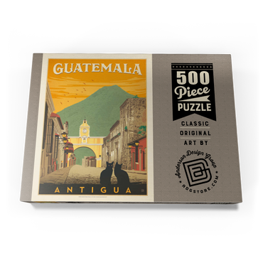 Darstellung des Puzzle Motivs Guatemala: Antigua Street Scene, Vintage Poster 500 Puzzle Schachtel Ansicht3