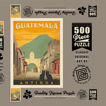 Darstellung des Puzzle Motivs Guatemala: Antigua Street Scene, Vintage Poster 500 Puzzle Schachtel 3D Modell