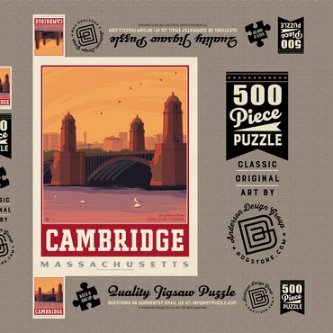 Darstellung des Puzzle Motivs American College Towns: Cambridge, MA 500 Puzzle Schachtel 3D Modell
