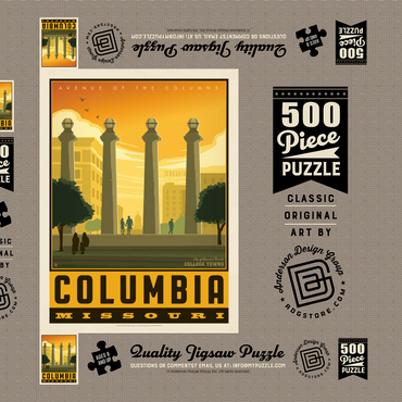 Darstellung des Puzzle Motivs American College Towns: Columbia, MO 500 Puzzle Schachtel 3D Modell