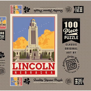 Darstellung des Puzzle Motivs American College Towns: Lincoln, NE 100 Puzzle Schachtel 3D Modell