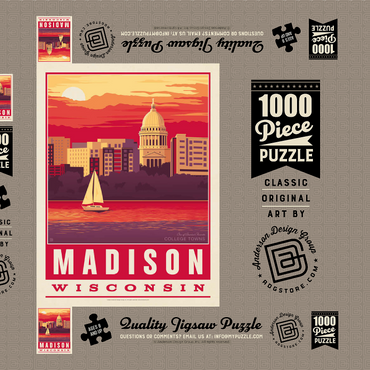 Darstellung des Puzzle Motivs American College Towns: Madison, WI 1000 Puzzle Schachtel 3D Modell