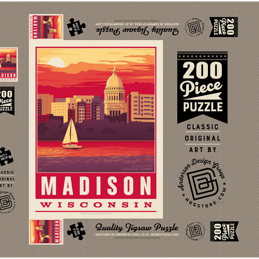 Darstellung des Puzzle Motivs American College Towns: Madison, WI 200 Puzzle Schachtel 3D Modell