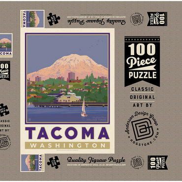 Darstellung des Puzzle Motivs American College Towns: Tacoma, WA 100 Puzzle Schachtel 3D Modell