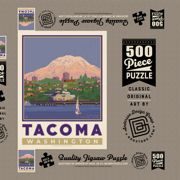 Darstellung des Puzzle Motivs American College Towns: Tacoma, WA 500 Puzzle Schachtel 3D Modell
