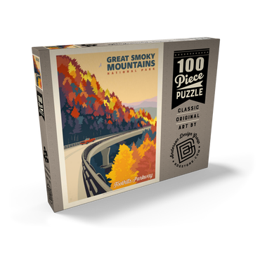 Darstellung des Puzzle Motivs Great Smoky Mountains National Park: Foothills Parkway In The Fall 100 Puzzle Schachtel Ansicht2