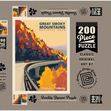 Darstellung des Puzzle Motivs Great Smoky Mountains National Park: Foothills Parkway In The Fall 200 Puzzle Schachtel 3D Modell