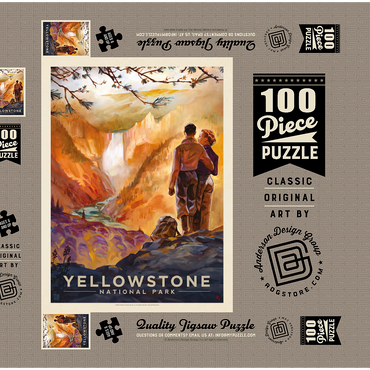Darstellung des Puzzle Motivs Yellowstone National Park: Yellowstone Falls 100 Puzzle Schachtel 3D Modell