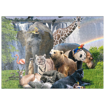 Darstellung des Puzzle Motivs puzzleplate African Animals Waterfall - Random Galaxy 500 Puzzle