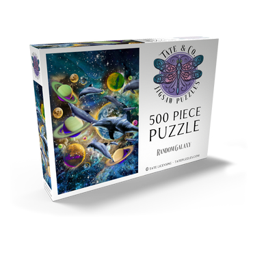 Darstellung des Puzzle Motivs Galaxy Dolphin, Space Dolphins - Random Galaxy 500 Puzzle Schachtel Ansicht2