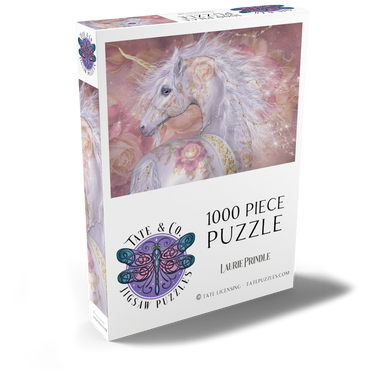 Darstellung des Puzzle Motivs Licorne Florale Fantasy Unicorn - Laurie Prindle 1000 Puzzle Schachtel Ansicht2