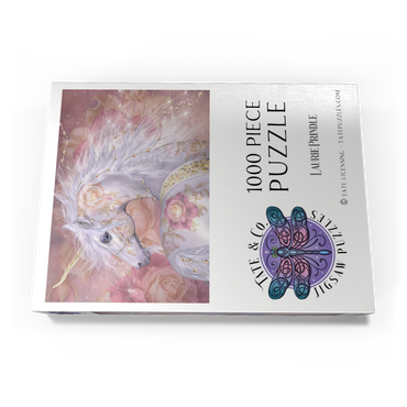 Darstellung des Puzzle Motivs Licorne Florale Fantasy Unicorn - Laurie Prindle 1000 Puzzle Schachtel Ansicht3