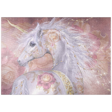 Darstellung des Puzzle Motivs puzzleplate Licorne Florale Fantasy Unicorn - Laurie Prindle 1000 Puzzle