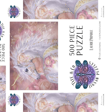 Darstellung des Puzzle Motivs Licorne Florale Fantasy Unicorn - Laurie Prindle 500 Puzzle Schachtel 3D Modell
