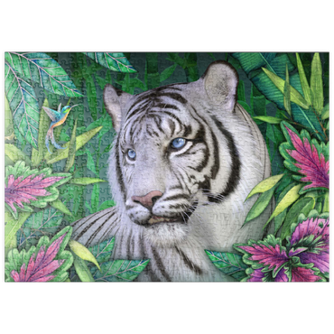 Darstellung des Puzzle Motivs puzzleplate White Tiger Animal Wildlife - Laurie Prindle 500 Puzzle