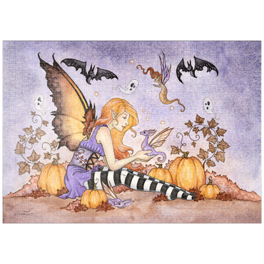 Darstellung des Puzzle Motivs puzzleplate Magick In The Pumpkin Patch fairy – Amy Brown 1000 Puzzle