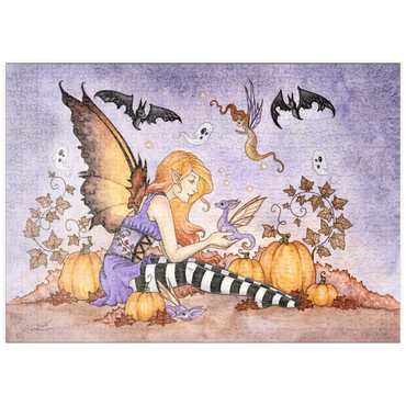 Darstellung des Puzzle Motivs puzzleplate Magick In The Pumpkin Patch fairy – Amy Brown 500 Puzzle
