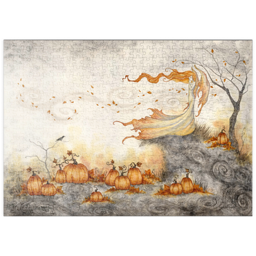 Darstellung des Puzzle Motivs puzzleplate Whispers In The Pumpkin Patch fairy - Amy Brown 500 Puzzle