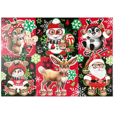 Darstellung des Puzzle Motivs puzzleplate Christmas Cuties Animals Collage - Sheena Pike 1000 Puzzle
