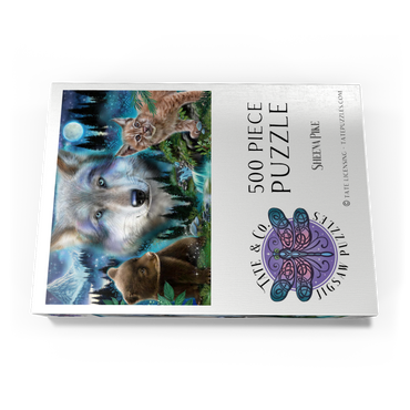 Darstellung des Puzzle Motivs Magic Wolf and Friends Lynx and Bear - Sheena Pike 500 Puzzle Schachtel Ansicht3