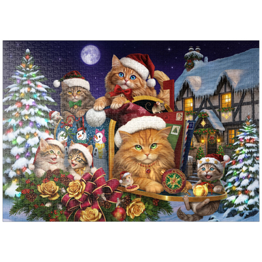 Darstellung des Puzzle Motivs puzzleplate Christmas Cats - Brigid Ashwood 1000 Puzzle