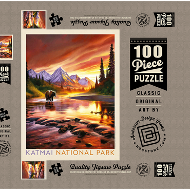 Darstellung des Puzzle Motivs Katmai National Park: Evening Glow 100 Puzzle Schachtel 3D Modell